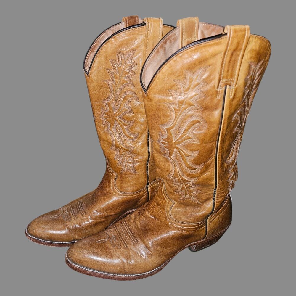 Stetson Men's Ficcini Burnished Brown Leather Cowboy Boots Round Toe 12-020-7302